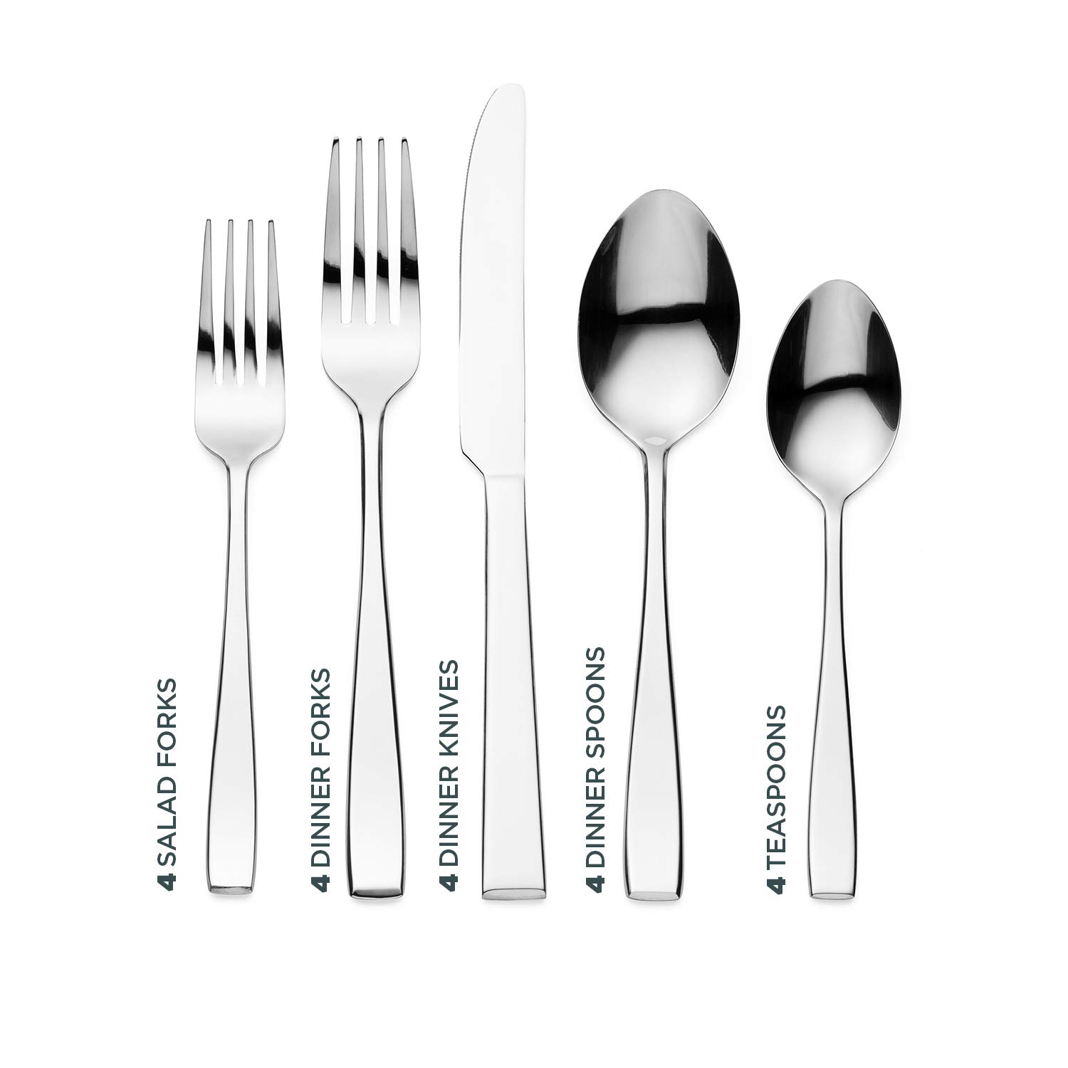 Amazon.com | Godinger 20‑Piece Stainless Steel Silverware Set